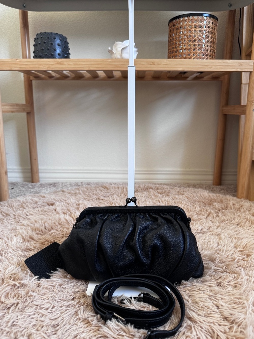 Ruched Leather Clutch Bag